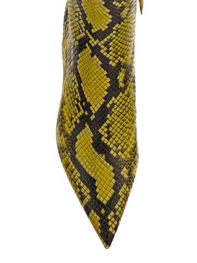 Attico Python Leather Ankle Boots In Yellow