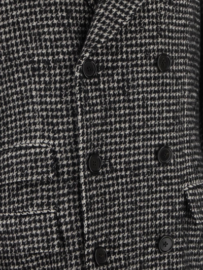 Shop Dolce & Gabbana Double-breasted Wool Houndstooth Coat In Black