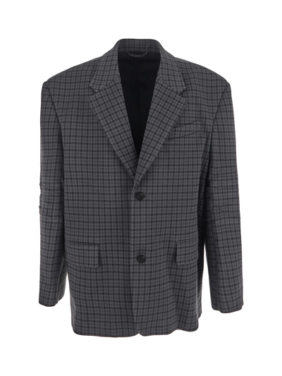 Shop Balenciaga Oversized Tailored Jacket In Grey