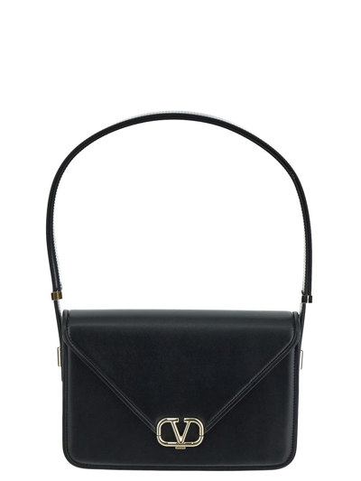 Shop Valentino Letter Medium Shoulder Bag In Black
