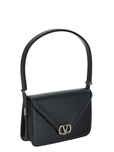 Shop Valentino Letter Medium Shoulder Bag In Black