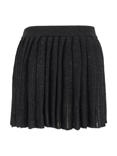Shop Self-portrait Sequin Pleated Mini Skirt In Black