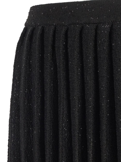 Shop Self-portrait Sequin Pleated Mini Skirt In Black