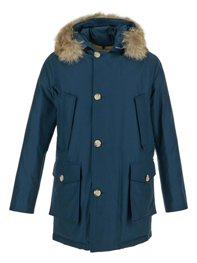 Shop Woolrich Artic Detachable Fur Parka Jacket In Blue