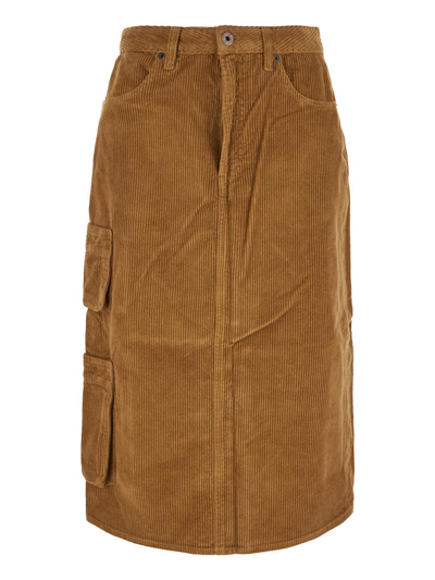 Shop Pence Corduroy Midi Skirt In Brown