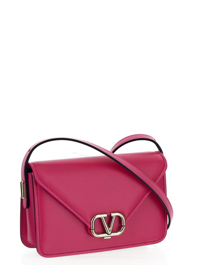 Shop Valentino Letter Small Shoulder Bag In Pink