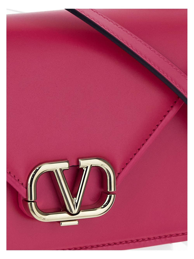 Shop Valentino Letter Small Shoulder Bag In Pink