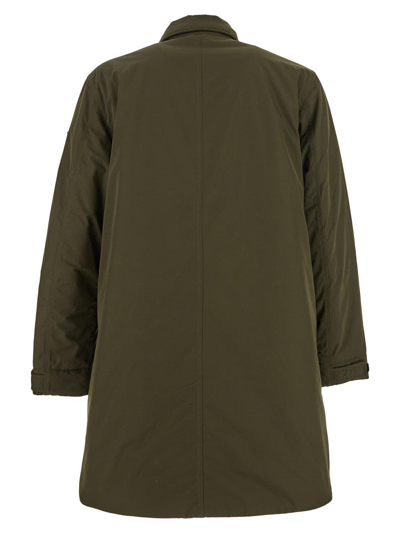 Shop Stone Island Padded Long Jacket In Green