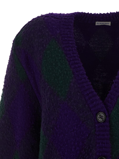 Shop Burberry Wool Cardigan In Multicolor