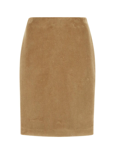 Shop Miu Miu Corduroy Mini Skirt In Beige