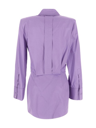 Shop Attico Margot Shirt Dress In Lilac