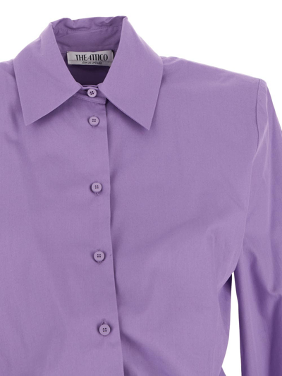 Shop Attico Margot Shirt Dress In Lilac