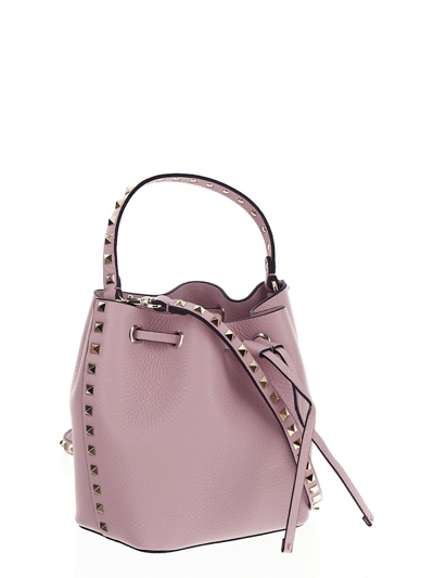 Shop Valentino Rockstud Bucket Bag In Lilac