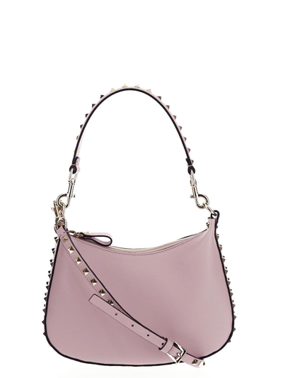 Shop Valentino Small Rockstud Hobo Bag In Lilac