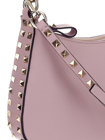 Shop Valentino Small Rockstud Hobo Bag In Lilac