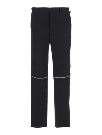 Shop Homme Plus Zipped Knee Trousers In Black