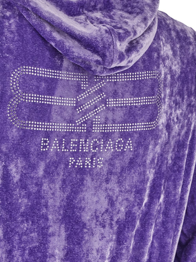 Shop Balenciaga Sequin Velvet Hoodie In Lilac