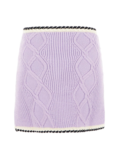 Self-portrait Self Portrait Knit Mini Skirt In Purple
