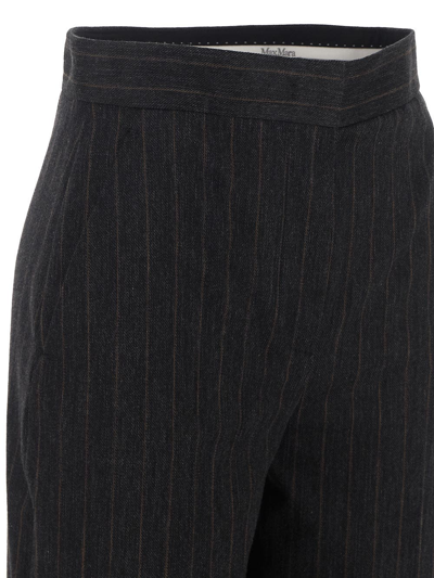 Shop Max Mara Rea Pinstriped Jersey Trousers In Grey