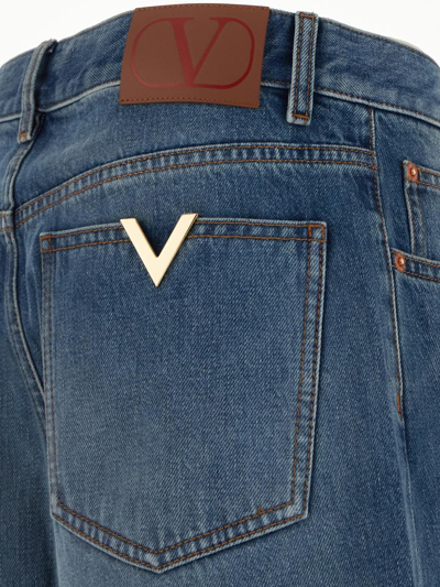 Shop Valentino V-logo Straight-leg Jeans In Blue
