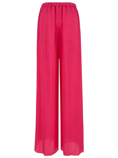 Shop Valentino Toile Iconographe Jacquard Trousers In Pink
