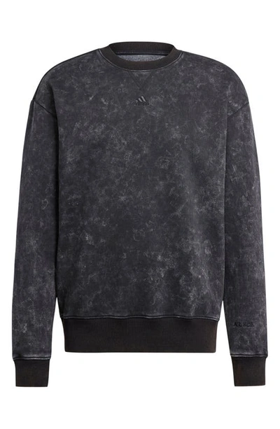 Shop Adidas Sportswear Stonewash Oversize Crewneck Sweatshirt In Black