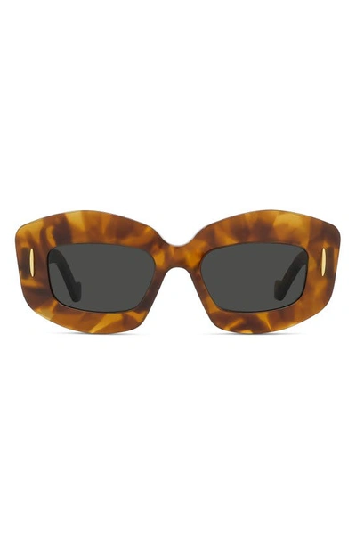 Shop Loewe Silver Screen 49mm Rectangular Sunglasses In Havana