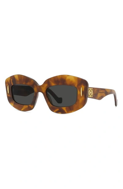 Loewe Silver Screen 49mm Rectangular Sunglasses In Havana
