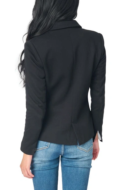 Shop Gibsonlook Double Breasted Cotton Blend Blazer In Black