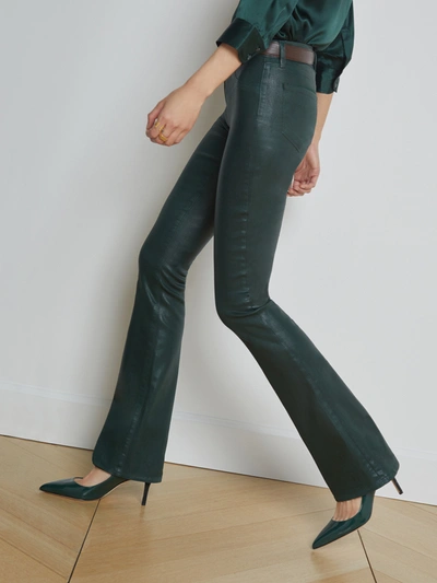 Shop L Agence Selma Coated Jean In Forest Green Coated