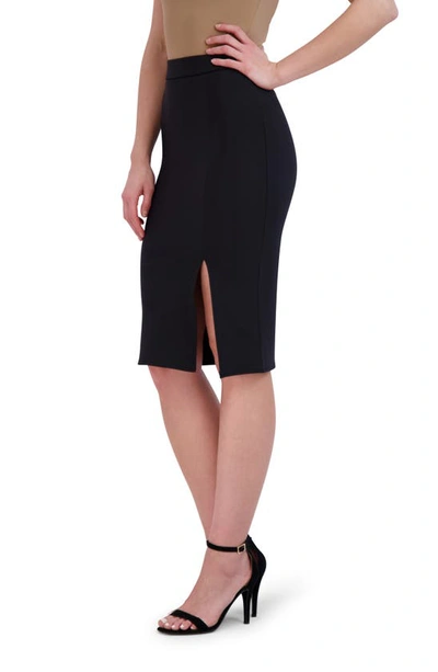 Shop Ookie & Lala Faux Leather Midi Pencil Skirt In Black