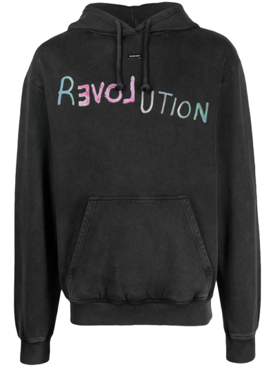 Shop Bluemarble Revolution Cotton Hoodie In Black