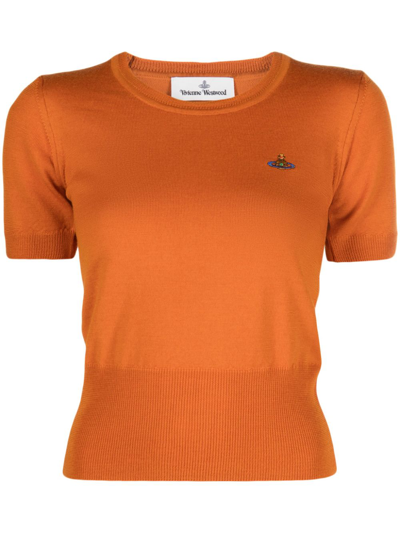Shop Vivienne Westwood Logo Cotton T-shirt In Orange