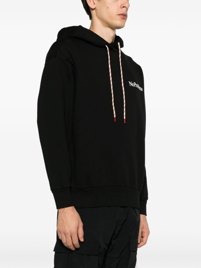 Aries Logo Hooded Sweatshirt Ribbed Finish In Black
