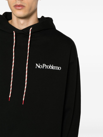 Aries Logo Hooded Sweatshirt Ribbed Finish In Black