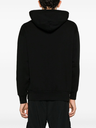 Aries Logo Hooded Sweatshirt Ribbed Finish In Black