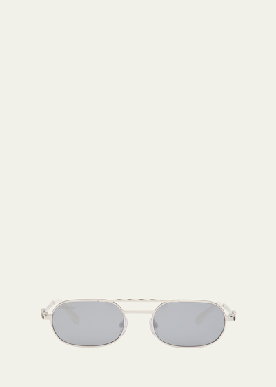 Shop Off-white Baltimore Metal Alloy Aviator Sunglasses In Silver Mirror Sil