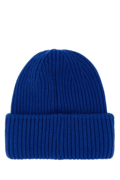 Shop Moncler Man Electric Blue Wool Blend Beanie Hat