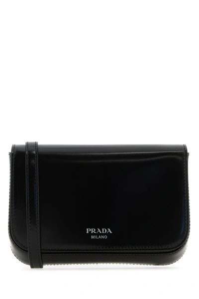 Shop Prada Man Black Leather Crossbody Bag