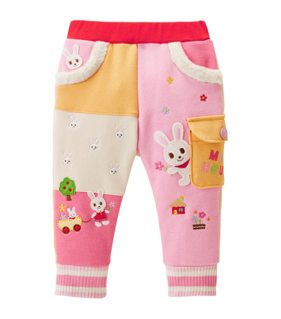 Shop Miki House Embroidered Padded Leggings (2-5 Years) In Pink