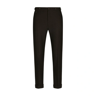 Shop Dolce & Gabbana Stretch Wool Pants In Brown