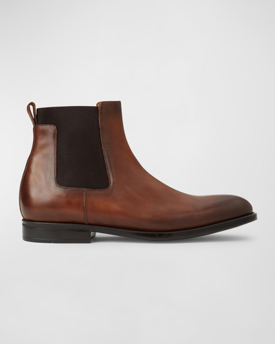 Shop Bruno Magli Men's Byron Leather Chelsea Boots In Cognac