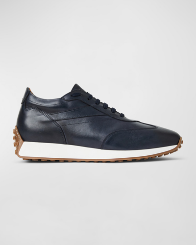 Shop Bruno Magli Men's Duccio Leather Runner Sneakers In Navy
