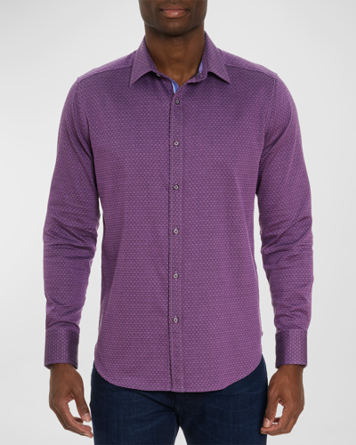 Shop Robert Graham Men's Metro Cotton-stretch Sport Shirt In Purple