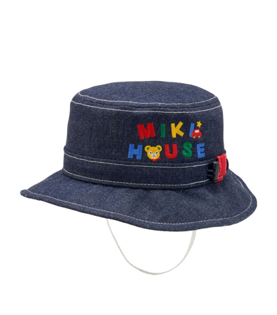 Shop Miki House Cotton Sun Hat In Navy