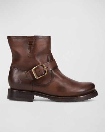 Shop Frye Veronica Leather Booties In Chocolate