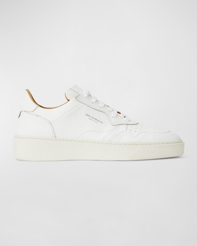 Shop Bruno Magli Men's Dezi Leather Low-top Sneakers In White