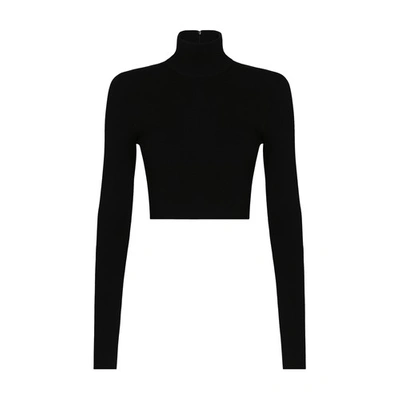 Shop Dolce & Gabbana Cropped Turtle-neck Top In Black