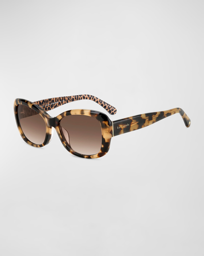 Shop Kate Spade Elowen Acetate Butterfly Sunglasses In Beihabehe