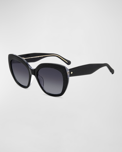 Shop Kate Spade Winslet Acetate Cat-eye Sunglasses In Black